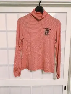 Callaway✨️タートルネックカットソー✨️朱赤✕白ストライプ　LL