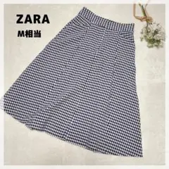 【ザラ】フレアスカート M相当 ブラック ギンガムチェック 大人かわいい