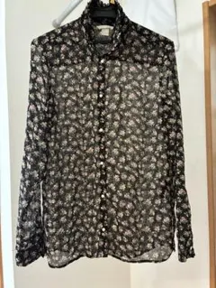 シースルー花柄長袖シャツ