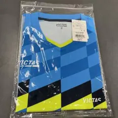 卓球ユニホーム　チェッカーラインゲームシャツ　男女兼用Mサイズ　ターコイズ　新品