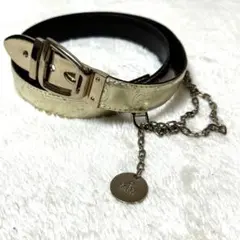 グッチ　シマレザー　ウエストベルト　ゴールド　ゴールドチェーン