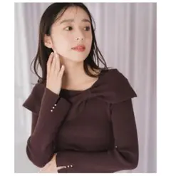 MISCHMASCH アシメリボン2wayフレア袖ニット