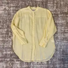 リネンオーバーシャツ 長袖　イエロー 丈長め　nano・universe
