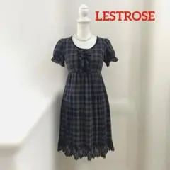 LESTROSE★日本製　おとなし系　チェック フリル半袖ワンピース