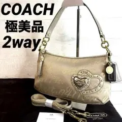 極美品 COACH コーチ ワンショルダーバッグ 2wayシグネチャー ハート