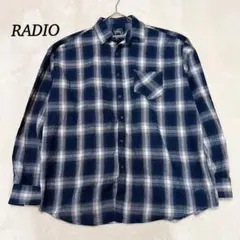 美品 RADIO オンブレチェック ネルシャツ【F】ネイビー メンズ