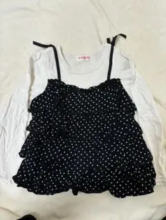 【mezzo piano】水玉フリル長袖カットソー 130