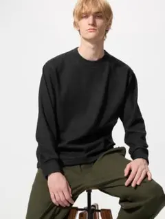 UNIQLO ソフトニットフリースクルーネックT ブラック M