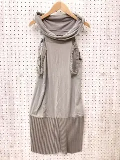 moloko レトロインポート古着 モード セクシー プリーツ切替 ワンピース