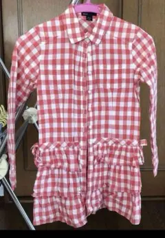 #Gap 赤白チェック 長袖 ワンピース 140cm ギャップ キッズ 綺麗