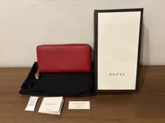 GUCCI グッチ バンブー 長財布 レザー レッド ラウンドファスナー