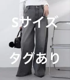 ナイスクラップ　ウエスト調整/ビジュー付きストレッチデニム　ブラック　Sサイズのサムネイル