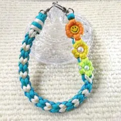 ハンドストラップ パラコード ハート編 花 スマホ 杖 バッグ ポーチ チャーム