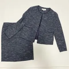 美品 Beauty&Youth ネイビー ツイード スカートスーツ セット M