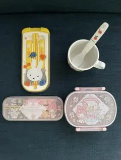 子供用食器　お弁当箱　5点セット　ミッフィ　マイメロディのサムネイル