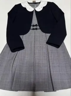 petit main 130 ネイビー　ジャケット　チェックドレス　フォーマル