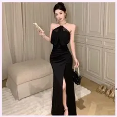 ブラックナイトドレス スリット入り