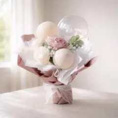 バルーンブーケ くすみピンク Mサイズ 選べるメッセージ 花束 プレゼント 卒業