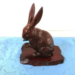 ブロンズ製アンティークうさぎの置物 (干支飾り)