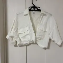 H&M ホワイト クロップドシャツ Mサイズ