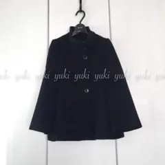 ANAYI アンゴラビーバー スタンドカラー ショートコート 黒