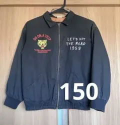 BREEZE 刺繍デザインの黒いジャケット スカジャン風　150