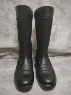 ギンザヨシノヤ　レディース　ショートブーツ　ブラック　レザー＆キャンバス　冬底