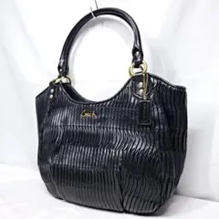 【美品】 COACH コーチ ギャザードレザー 肩掛 トートバッグ F23928