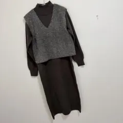 ラメ フェザーベスト+ハイネックワンピース＜A DAY IN THE LIFE＞