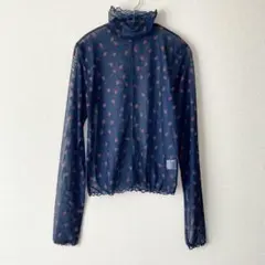 【美品】POPPY poppy 花柄シースルートップス ネイビー あさぎーにょ 美品】POPPY poppy 花柄シースルートップス ネイビー あさぎー