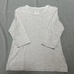 ハニーズ 七分袖Tシャツ　グレー×ピンクボーダー　綿100%