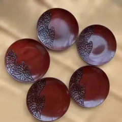 木製茶托　5枚セット　昭和レトロ　ヴィンテージ