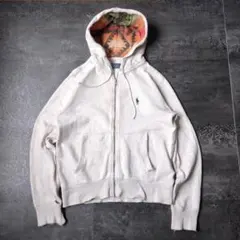 襤褸 ポロバイラルフローレン ジップパーカー フード裏ネイティブ柄 M グレー