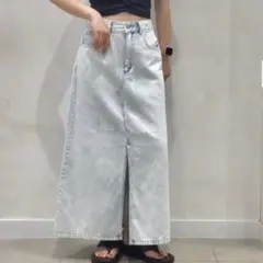 GUデニムフロントスリットロングスカート　 デニムロングスカート 大きいサイズ