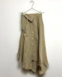 アシンメトリー スカート ベージュ 韓国風 ロング 個性的 変形スカート