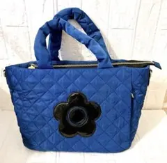 【数回使用】マリークワント　トートバッグ　キルティング　ネイビー　紺　デイジー