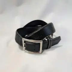 【Christian Dior】90sフェイクレザーダブルホールベルト　ブラック