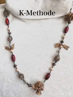 ピンクパールとフリーメタリコのロングネックレス