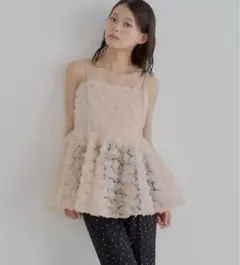 Chico ローズチュールペプラムブラウス ピンク