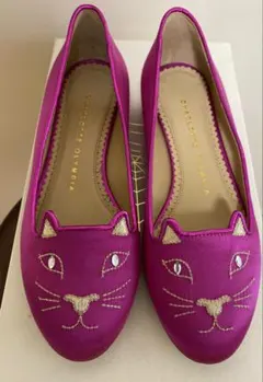 美品 シャーロットオリンピア フラットシューズ レッド ネコ 美品 シャーロットオリンピア フラットシューズ レッド ネコ