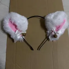 猫耳カチューシャ フェイクファー　ホワイト　コスプレ
