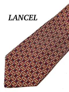 2本目半額 極美品 LANCEL 幾何学模様 ネクタイ シルク ビジネス