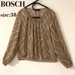 BOSCH 幾何学調 ジオメトリック柄 ギャザーバルーンシフォン 長袖ブラウスのサムネイル