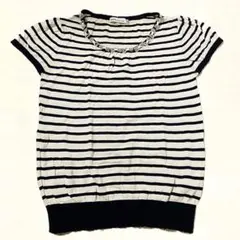 【リボンサマーニット】　リボン　ボーダー　夏服　半袖