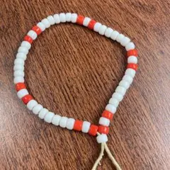 メンズ　ビーズブレスレット　アメカジ　ホワイト×レッド