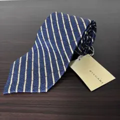 新品タグ付き BVLGARI ブルガリ ネクタイ レジメンタル ネイビー