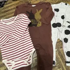 90cm95cmロンパース肌着長袖長ズボン秋冬ドット水玉うさぎ女の子baiya