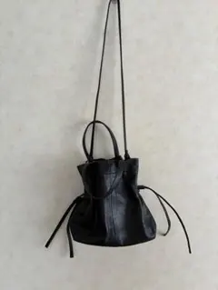 2WAY レザー ショルダーバッグ ブラックのサムネイル