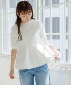 新品タグ付 アーバンリサーチ ペプラム半袖ニットプルオーバ ー