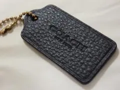 COACH ブラックレザー バッグタグ　コーチバッグチャーム　メンズ　レディス